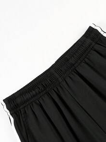 1pc Boys' Teenager American Style Side Color Block Sporty Minimalist Outdoor Straight Leg Pants, College Style - Black - View 4