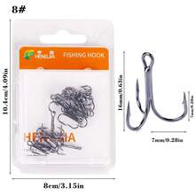 HENGJIA Black Fishing Treble Hooks Kit, 20pcs/box, High Carbon Steel Hooks For Saltwater Fishing, With Size 2/4/6/8/10/12/14, Strong & Sharp Round Bend Design - Black - View 13