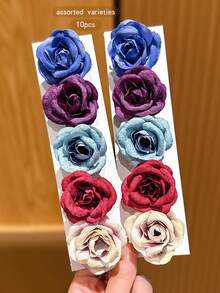 10 piezas de pinzas para el cabello con decoración de flores dulces y coloridas - Multicolor - Ver 2