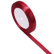25 Yards/Roll Deep Red Gift Wrapping Satin Ribbon, New Year Christmas Decorative Ribbon DIY Bow Material, Bouquet Gift Box Bow Decoration Webbing, Gift Wrapping Ribbon - Dark Red Ribbon - View 8