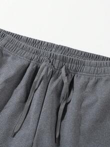 Men's Lightweight Solid Color Polyester Casual Sports Capri Pants For Summer - Dark Grey - View 6
