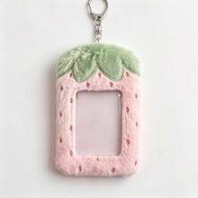 Strawberry Filled Photo Card Holder Keychain, Soft Fluffy 3-Inch Idol Photo Card Holder, Cute Pretty Photo Card Display Storage Bag Pendant, Suitable For Fans - Multicolor - View 3