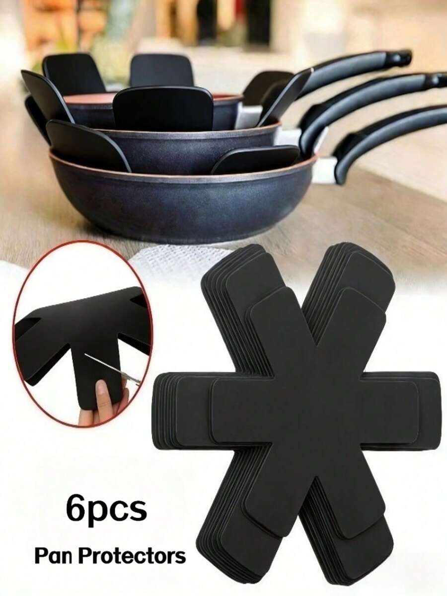 6pcs Non-Stick Pot And Pan Set, Pot Protectors And Heat-Resistant Mats, Scratch-Resistant, Non-Stick, Heat-Resistant, Stackable Storage, Washable And Reusable, Suitable For Multiple Cookware, Christmas Decoration - Multicolor - View 1