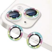 9pcs Glitter Colorful Camera Lens Protector Film, Compatible With IPhone 17 6.3 Inch, [AR+AF] High Definition Transparent Tempered Glass Lens Cover, 9H Scratch-Resistant Independent Metal Shiny Ring, Compatible With Phone Case, Easy Installation, Shiny Colorful - Multicolor - View 1