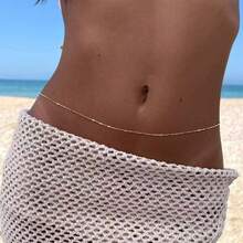 1pc Fashion Minimalist Flat Metal Chain Belly Chain | Bikini Jewelry | Waist Chain | Exquisite Body Chain - Multicolor - View 5