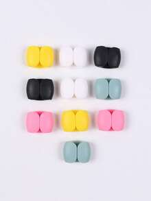 10pcs Random Color Cable Organizer Clips, Decorative Earphone/Charging Cable Wrap Storage Sleeve, Multi-Function Cable Management Device - Multicolor - View 9