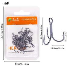 HENGJIA Black Fishing Treble Hooks Kit, 20pcs/box, High Carbon Steel Hooks For Saltwater Fishing, With Size 2/4/6/8/10/12/14, Strong & Sharp Round Bend Design - Black - View 15