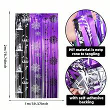 Halloween Backdrop Curtain Purple And Black Photo Background Hanging Decor - Multicolor - View 7