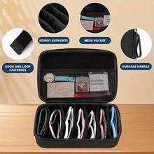 Adjustable 6/7/8 Compartment Eyewear Storage Box With Dividers, Vacuum Cleaner Storage Bag, Portable Fashion Glasses Case,Bedroom Room Decor,Back To School - Black - View 3