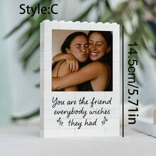 1pc Personalized Photo & Text Building Blocks, Customized Couple Photo Puzzle Blocks, Photo Block Souvenir, Wedding Anniversary Gift For Partner (Boyfriend/Girlfriend/Husband/Wife), Valentine's Day Gift, Christmas Gift, Engagement Gift, Birthday Gift, Customized Photo Display Ornament, Wedding Photo Souvenir - C-couple Building Blocks - View 5