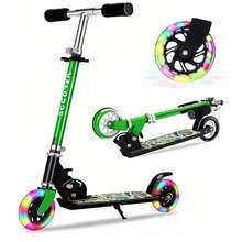 Scooter Patinete Plegable Para Niños Con Ruedas Ilumina - Verde - Ver 9