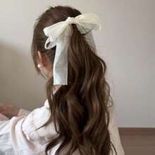 1件女款時尚網紗蝴蝶結髮夾，優雅緞面香草色髮飾，適合日常配戴，花朵髮夾 - 彩色 - 查看 12