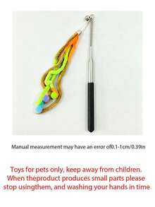 1pc Cat Teaser Wand With Bell Replaceable Hanging Tassel Pom-Pom Refill Indoor Cat Exercise Toy To Relieve Boredom & Stop Furniture Scratching Pet Supplies - Multicolor - View 2