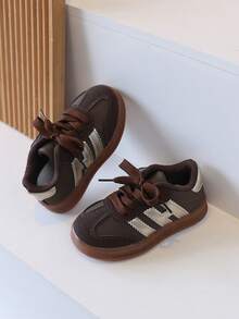 1 Pair Girls' Soft Sole Fashion Versatile Anti-Slip Casual Skate Shoes For Daily Wear, Mid-To-Large Kids - Brown - View 8