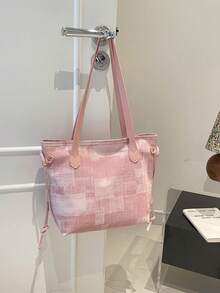 Large Capacity Women's Tote Bag, New Minimalist Commuter Shoulder Bag - Pink - View 8