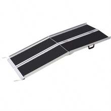[Free Shipping] Wheel Chair Ramp 7ft ,Aluminium Threhold Ramp,Portable And Foldable, 600 Pound Capacity, Non-Skid Surface, Two Separate Pieces, For Home, Steps, Stairs, Doorways-XY83814 - 1 - View 1