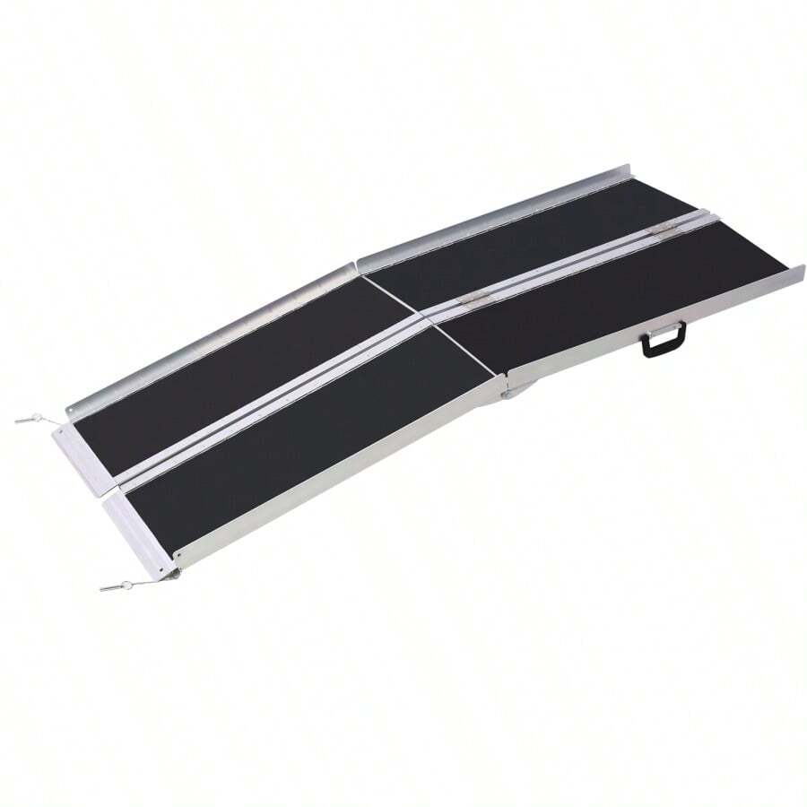 [Free Shipping] Wheel Chair Ramp 7ft ,Aluminium Threhold Ramp,Portable And Foldable, 600 Pound Capacity, Non-Skid Surface, Two Separate Pieces, For Home, Steps, Stairs, Doorways-XY83814 - 1 - View 1