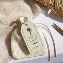 100pcs Customized Exquisite Wedding Welcome Gift Tags, Emerald Green Plant Pattern, Customizable Wedding Return Gift Tags, Personalized Thank You Gift Tags, Suitable For Weddings, Birthdays, Bridal Showers, Dinner Parties, Holiday Calendars And Other Occasions. - Multicolor - View 4