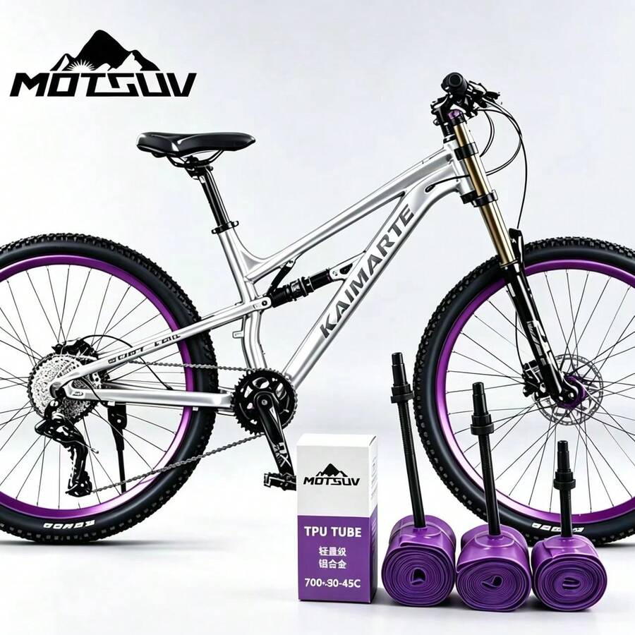 MOTSUV 2入輕量紫色 TPU 內胎 700x30-45C 碎石路公路車便攜防刺通勤單車內胎 - 紫色 - 查看 1