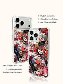 Miniso Marvel 蜘蛛人 & 鋼鐵人卡通男款手機殼，附磁吸充電功能，適用 iPhone 17 Pro Max/17 Pro/Air/16 Pro Max/15 Plus/14/13/IP 17/15Pro/12 Pro/11/16 Plus/XR，Apple 防摔防刮保護殼 - 透明1 - 查看 7