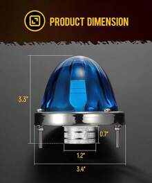 2pcs Blue Glass Watermelon Marker Lights With Stainless Steel Bezel For Trucks And Off Road Vehicles - A - View 4