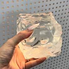 1pc Popular Oversized Ice Cube TPR Squeeze Toy, Realistic Ice Crystal Texture Stress Relief Squeeze Toy, Cool Summer Desktop Decoration, Suitable For All Ages Multi-Holiday Surprise Gift Set - 彩色 - 查看 2