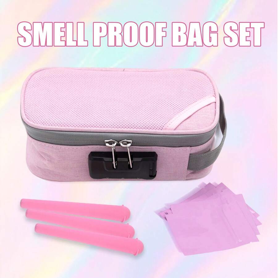 Set Tas Penyimpanan Anti Bau 9 Buah dengan Kunci, Termasuk 5 Tas Mini, 3 Tabung Penyimpanan Hitam, Kantong Anti Bau, Untuk Penyimpanan dan Perjalanan, Cocok untuk Rumah dan Luar Ruangan, Hadiah Ulang Tahun, Liburan, Hari Valentine