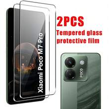 2片裝 高畫質鋼化玻璃螢幕保護貼,適用於 POCO C85/C75/C65/F8 Ultra/F8 Pro/X7 Pro/X6/X6 Pro/M7 Pro,支援指紋解鎖、防摔、防刮、無氣泡、曲面螢幕保護貼 - 無色 - 查看 6