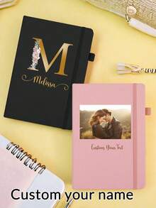 1 Pieza Cuaderno Personalizado, Cuaderno Rosa Personalizado para Mujeres, Cuaderno de Diario A5 Personalizable con Nombre/Logo/Texto/Imagen Personal, 5.7"X8.3" 200 Páginas, Colores Rosa&Negro para Elegir, Cuaderno de Escritura de Doble Cara con Divisores. - Rosa - Ver 2