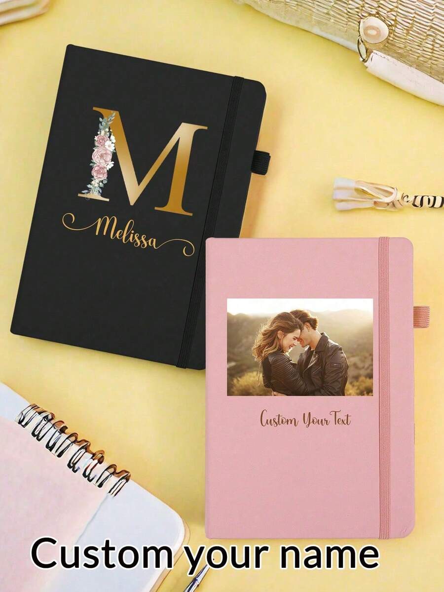 1 Pieza Cuaderno Personalizado, Cuaderno Rosa Personalizado para Mujeres, Cuaderno de Diario A5 Personalizable con Nombre/Logo/Texto/Imagen Personal, 5.7"X8.3" 200 Páginas, Colores Rosa&Negro para Elegir, Cuaderno de Escritura de Doble Cara con Divisores.