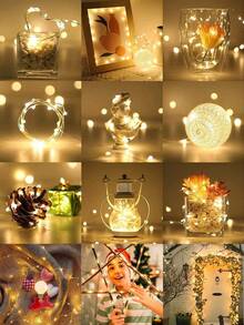 柔和暖白色 LED 串燈，銅線仙女燈，電池供電微線燈，室內氛圍照明，適用於窗戶和房間裝飾，通用節日裝飾燈，完美適用於萬聖節、聖誕派對裝飾和節日禮物 - 銅線燈暖光 - 查看 7