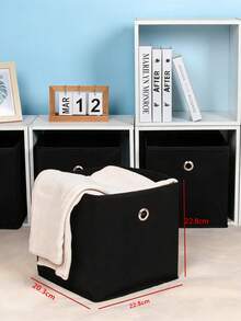 Foldable Black Fabric Storage Box For Home, Book And Clothing Organizer, Clothes And Socks Sorting Storage Bin, Easy Organization And Storage - View 3