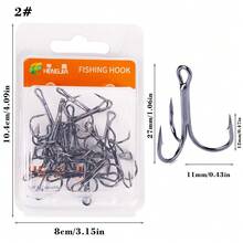 HENGJIA Black Fishing Treble Hooks Kit, 20pcs/box, High Carbon Steel Hooks For Saltwater Fishing, With Size 2/4/6/8/10/12/14, Strong & Sharp Round Bend Design - Black - View 18