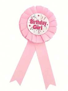 1pc Satin Pleated Ruffle Birthday Theme Badge, Swallowtail Ribbon 3D Exquisite Design, Back-Attached Safety Pin For Secure Wear, Exclusive Text Highlights Protagonist Identity, Suitable For Birthday Party Photography, Perfect For Personal Use Or Gift Set - Multicolor - View 4