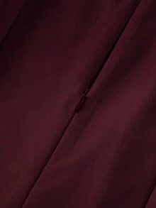 女款素色優雅休閒日常通勤辦公商務無袖洋裝 - 酒紅色 - 查看 7