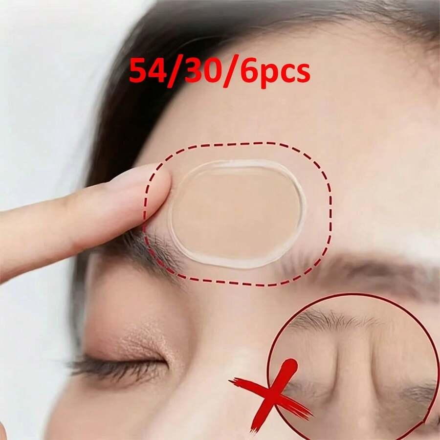 54/30/6pcs Self-Adhesive Sleep Forehead Patches - Reusable Face-Forehead-Eye Anti-Wrinkle Elastic Patches, Full Face Applicable Facial Training Patches, Washable, Sticky And Reusable