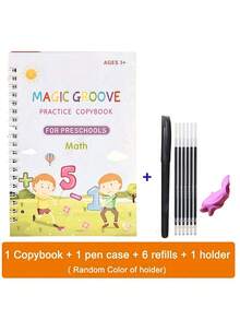 4pcs Magic Handwriting Practice Set + 7pcs Bonus, Reusable Children's Notebook, Handwriting Practice Book, Magic Writing Set, Back To School - Multicolor - View 7