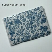 NIEWSPECIAL 20/50/100 piezas Sobres de velum en blanco azul o verde, o con diseño floral de hojas en rosa, adecuados para invitaciones de boda de 5x7 pulgadas, invitaciones DIY, sobres de velum personalizados - Azul - Ver 16
