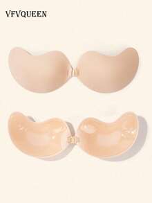 vfvQueen 1/2/4 piezas Sujetador adhesivo sin tirantes con forma de mango, lencería y pegatinas para el pecho de mujer, pegatinas con efecto push-up para el pecho en verano, efecto de pecho pequeño que se ve talla grande grande, por favor limpie el pecho antes de usar, el contacto con sudor y agua puede reducir la adhesión - Multicolor - Ver 24