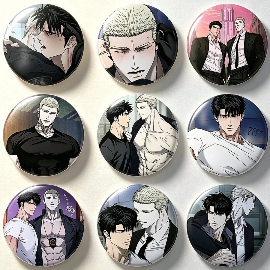 58mm 新款韓系 BL 漫畫《Shutline》軟質鈕扣徽章 男愛漫畫 Gillan Jake Moon Shingun 動漫胸章 粉絲收藏
