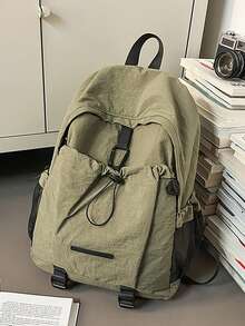 Mochila Retrô Japonesa de Grande Capacidade, Mochila Escolar para Estudantes, Bolsa para Laptop, Mochila Casual para Deslocamento e Viagem. 5 Cores para Escolher, Combina Facilmente com Vários Estilos de Roupa, Perfeita para Campus, Deslocamento ou Viagem. Compartimento Principal Espaçoso, Acomoda Facilmente Laptop e Itens Essenciais do Dia a Dia; - Multicolorido - Visão 11