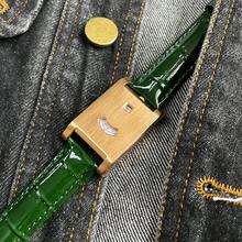 CILOA 1件裝小眾設計藝術方型腕錶，復古金棕色/黑銀色錶帶，奢華個性化石英手錶 - 軍綠色 - 查看 3