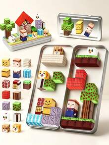 35pcs Magnetic Farm Theme Puzzle Cube Set With Box | 3D Puzzle Toy, Children Learning Kit, Spark Endless Imagination, Halloween Gift, Suitable For Boys And Girls, Mixed Color ABS Material - Multicolor - View 2