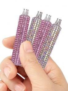 Full Rhinestone Nail Art Dotting Pen, Create Plum Blossom Pattern With One Stroke, Essential Nail Art Tool For Makeup Enthusiasts And Nail Art Beginners. - Multicolor - View 8