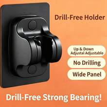No-Drill Shower Head Holder Adjustable Multi-Position Universal Shower Head Base Fixer - Black - View 7