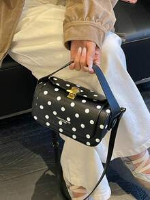 女款時尚單肩斜跨包，休閒百搭小方型手提包，適合外出、旅行、購物 - 黑色 - 查看 4