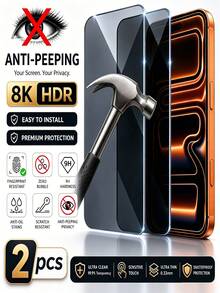 NNBILI 2片裝隱私防窺鋼化玻璃螢幕保護貼，相容 iPhone 18/18 Pro/18 Pro Max/17e/17 ProMax/17 Pro/17 Air/16e/16 ProMax/16 Pro/16/15 ProMax/15 Pro/15/14 ProMax/14 Pro/14/13/12/11/X/XS/XSMAX/7/8/7Plus/8Plus，9H 硬度防刮，圓角舒適貼合，防塵設計，隱私保護，適合日常使用，相容手機殼 - 2Pcs - 查看 17