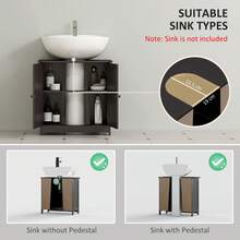 Bathroom Vanity Cabinet, Under Sink Bathroom Cabinet With 2 Doors And Adjustable Shelf, Coffee - Coffee - View 4