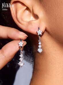 Hihho 1 Pair Elegant High-End Dynamic Star Long Tassel Earrings Mini Small Earrings Elegant Elegant Women's Earrings Suitable For Daily Wear Holiday Decoration Gift Can Be Paired With Stud Earrings And Ear Clips - Star Earrings - View 1