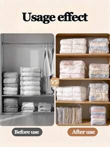 Vacuum Storage Bags Extra Large Cube Style Giant Vacuum Sealed Bags Suitable For Clothes, Bedding, Blankets, Pillows, Bed Linen And Sweaters Space-Saving Closet Storage - Clear - View 8